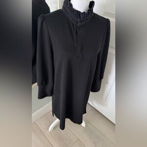 Pomander Place Tuckernuck Black Charlotte Polo Shirt Dress Ruffle Collar Size L